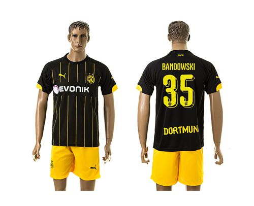 Dortmund #35 Bandowski Black(Yellow Shorts)Away Soccer Club Jersey