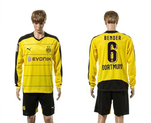 Dortmund #6 Bender Home Long Sleeves Soccer Club Jersey