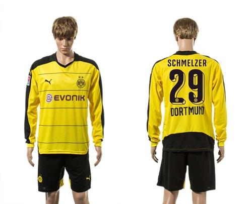 Dortmund #29 Schmelzer Home Long Sleeves Soccer Club Jersey