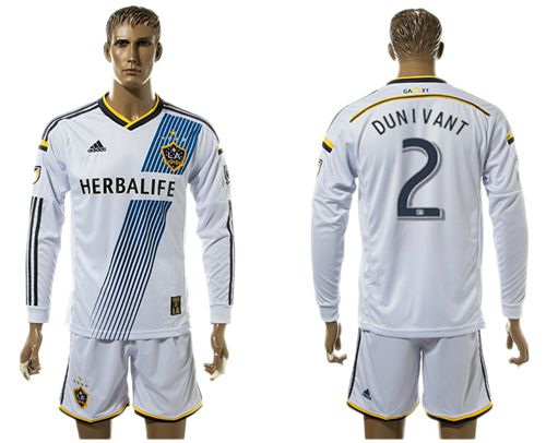 Los Angeles Galaxy #2 Dunivant Home Long Sleeves Soccer Club Jersey