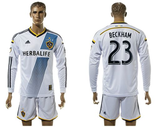 Los Angeles Galaxy #23 Beckham Home Long Sleeves Soccer Club Jersey