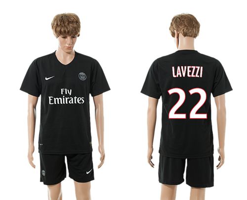 Paris Saint Germain #22 Lavezzi Black Soccer Club Jersey