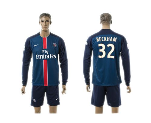 Paris Saint Germain #32 Beckham Home Long Sleeves Soccer Club Jersey