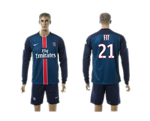 Paris Saint Germain #21 Fit Home Long Sleeves Soccer Club Jersey