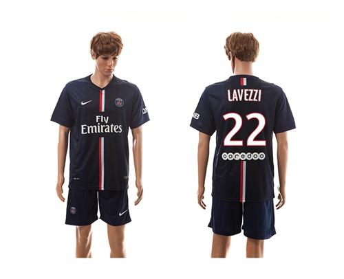 Paris Saint Germain #22 Lavezzi Home Soccer Club Jersey