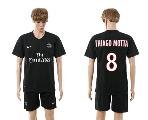 Paris Saint Germain #8 Thiago Motta Black Soccer Club Jersey