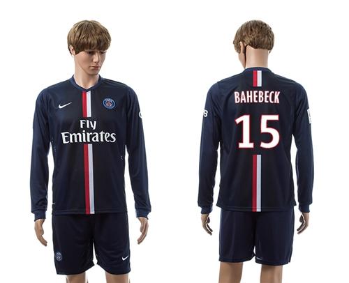 Paris Saint Germain #15 Bahebeck Home Long Sleeves Soccer Club Jersey