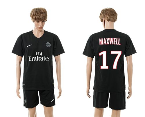 Paris Saint Germain #17 Maxwell Black Soccer Club Jersey