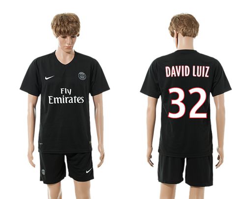 Paris Saint Germain #32 David Luiz Black Soccer Club Jersey