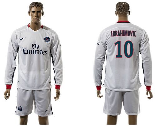 Paris Saint Germain #10 Ibrahimovic Away Long Sleeves Soccer Club Jersey