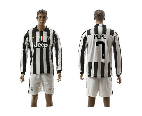 Juventus #7 Pepe Home Long Sleeves Soccer Club Jersey