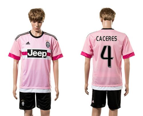 Juventus #4 Caceres Pink Soccer Club Jersey