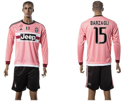 Juventus #15 Barzagli Pink Long Sleeves Soccer Club Jersey
