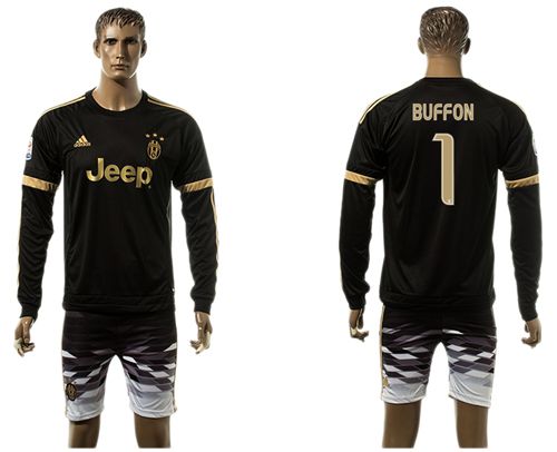 Juventus #1 Buffon SEC Away Long Sleeves Soccer Club Jersey