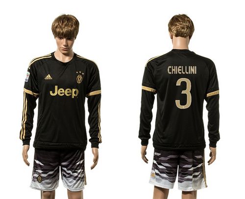 Juventus #3 Chiellini SEC Away Long Sleeves Soccer Club Jersey