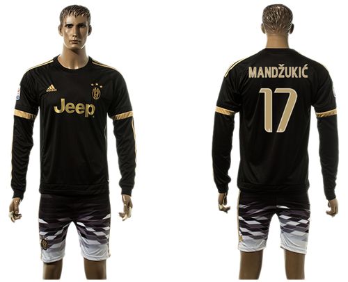 Juventus #17 Mandzukic SEC Away Long Sleeves Soccer Club Jersey