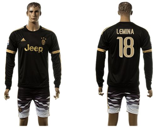 Juventus #18 Lemina SEC Away Long Sleeves Soccer Club Jersey