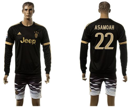 Juventus #22 Asamoah SEC Away Long Sleeves Soccer Club Jersey