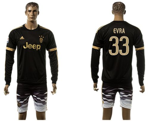 Juventus #33 Evra SEC Away Long Sleeves Soccer Club Jersey