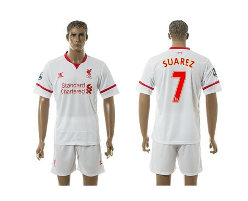 Liverpool #7 Suarez White Soccer Club Jersey