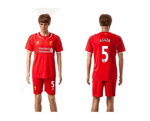 Liverpool #5 Agger Red Home Soccer Club Jersey