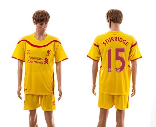 Liverpool #15 Sturridge Yellow Away Soccer Club Jersey