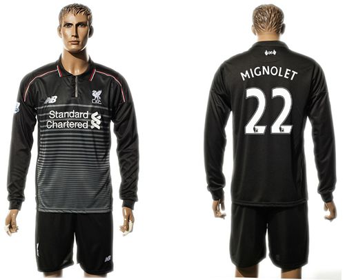 Liverpool #22 Mignolet SEC Away Long Sleeves Soccer Club Jersey