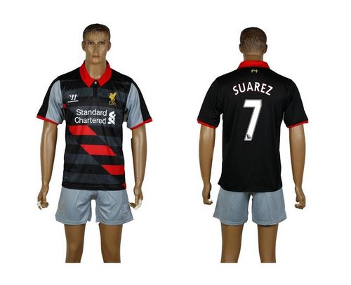 Liverpool #7 Suarez Black Soccer Club Jersey