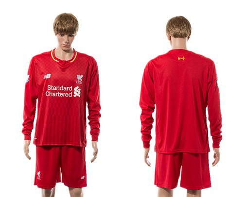 Liverpool Blank Red Home Long Sleeves Soccer Club Jersey