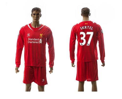 Liverpool #37 Skrtel Red Home Long Sleeves Soccer Club Jersey
