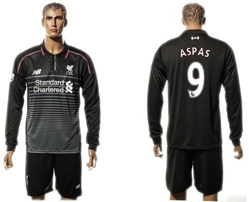 Liverpool #9 Aspas SEC Away Long Sleeves Soccer Club Jersey