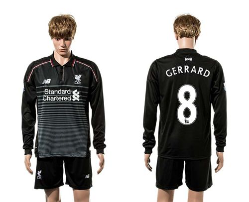 Liverpool #8 Gerrard SEC Away Long Sleeves Soccer Club Jersey