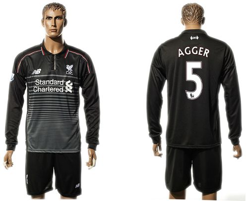Liverpool #5 Agger SEC Away Long Sleeves Soccer Club Jersey