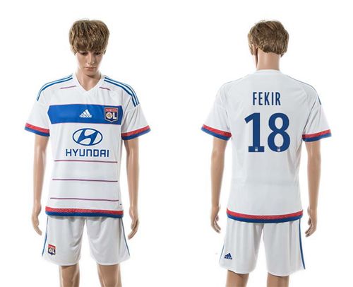 Lyon #18 Fekir Home Soccer Club Jersey