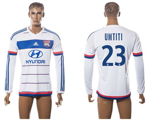Lyon #23 Umtiti Home Long Sleeves Soccer Club Jersey