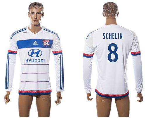 Lyon #8 Schelin Home Long Sleeves Soccer Club Jersey
