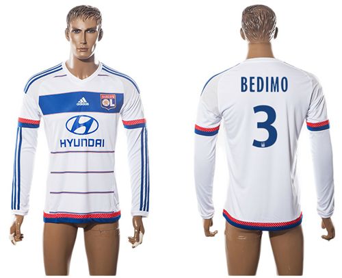 Lyon #3 Bedimo Home Long Sleeves Soccer Club Jersey