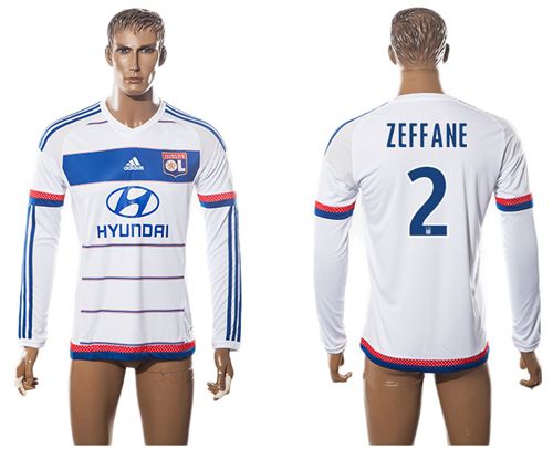 Lyon #2 Zeffane Home Long Sleeves Soccer Club Jersey