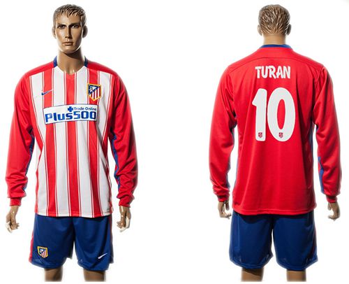 Atletico Madrid #10 Turan Home Long Sleeves Soccer Club Jersey