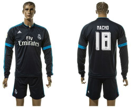 Real Madrid #18 Nacho Sec Away Long Sleeves Soccer Club Jersey