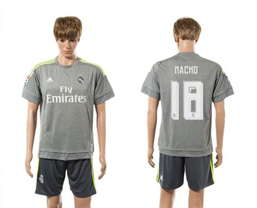 Real Madrid #18 Nacho Away (Dark Grey Shorts) Soccer Club Jersey