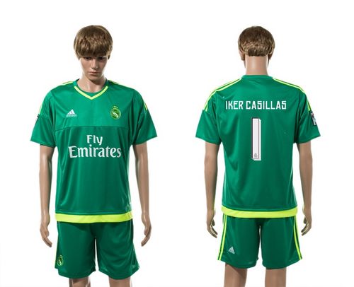 Real Madrid #1 Iker Casillas Green Soccer Club Jersey