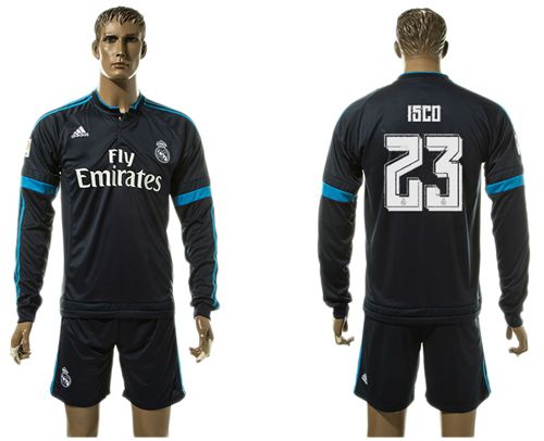 Real Madrid #23 Isco Sec Away Long Sleeves Soccer Club Jersey