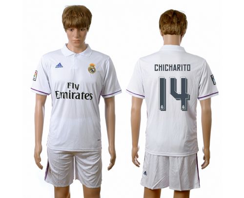 Real Madrid #14 Chicharito White Home Soccer Club Jersey