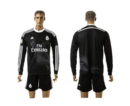 Real Madrid Blank Black Away Long Sleeves Soccer Club Jersey