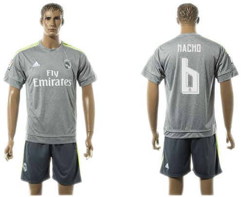 Real Madrid #6 Nacho Away (Dark Grey Shorts) Soccer Club Jersey