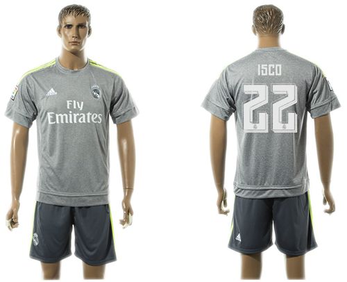 Real Madrid #22 Isco Away (Dark Grey Shorts) Soccer Club Jersey