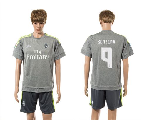 Real Madrid #9 Benzema Away (Dark Grey Shorts) Soccer Club Jersey