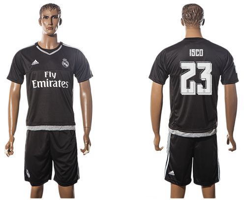 Real Madrid #23 Isco Black Goalkeeper Soccer Club Jersey