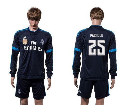 Real Madrid #25 Pacheco Sec Away Long Sleeves Soccer Club Jersey